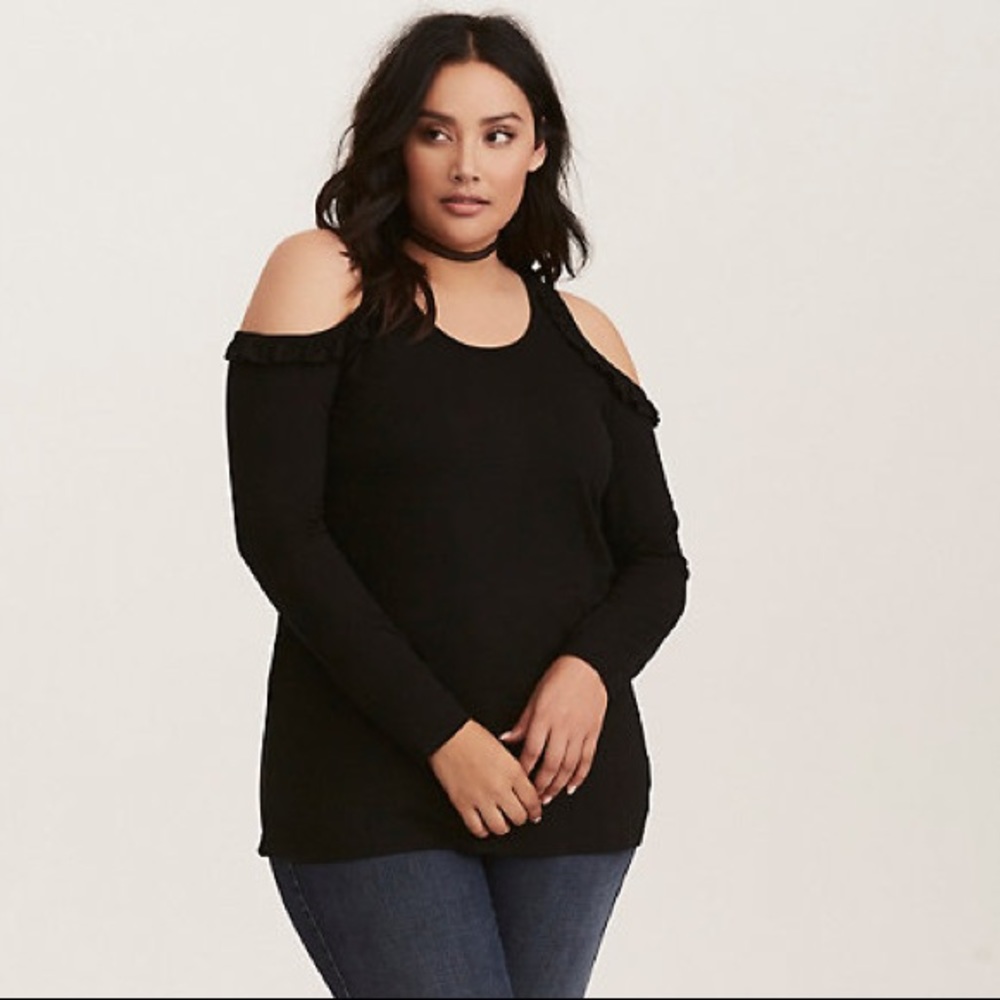 Torrid Super Soft Ruffle Cold Shoulder Tee